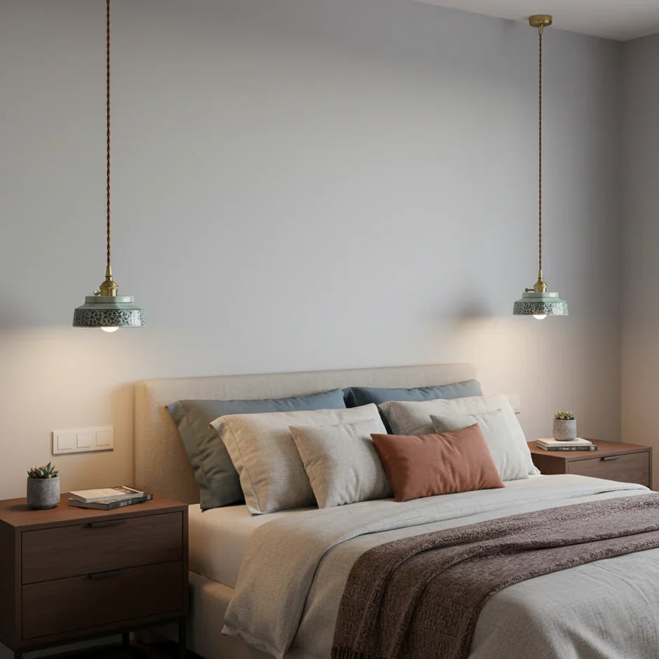 Hand-Painted Ceramic Pendant Light | Scandinavian Style, E27