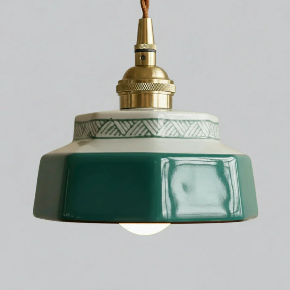 Hand-Painted Ceramic Pendant Light | Scandinavian Style, E27