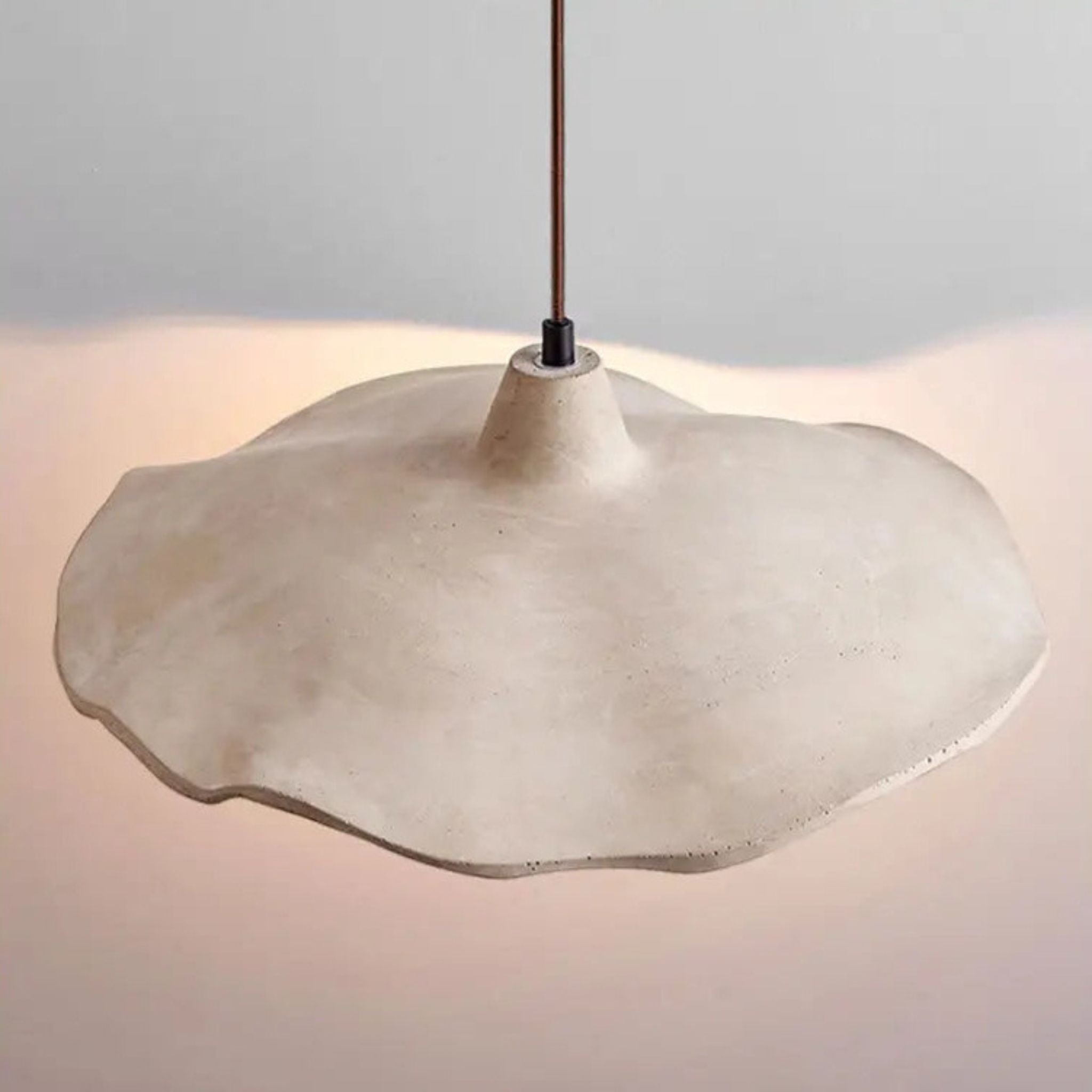 Travertine Wave Pendant Light | Sculptural Beige, Ø42 cm