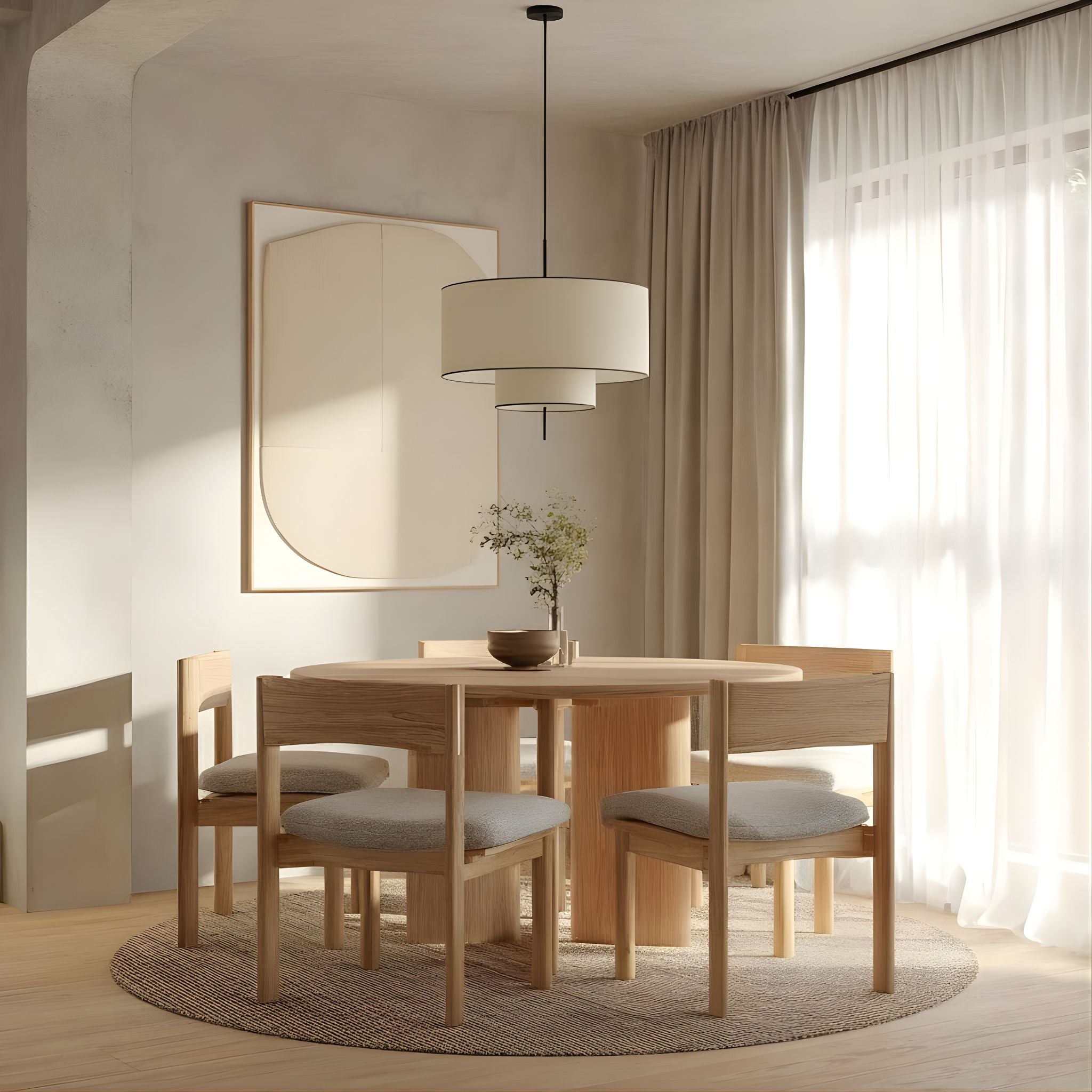 Round Fabric Pendant Light | Scandinavian Style, Ø50 cm Warm