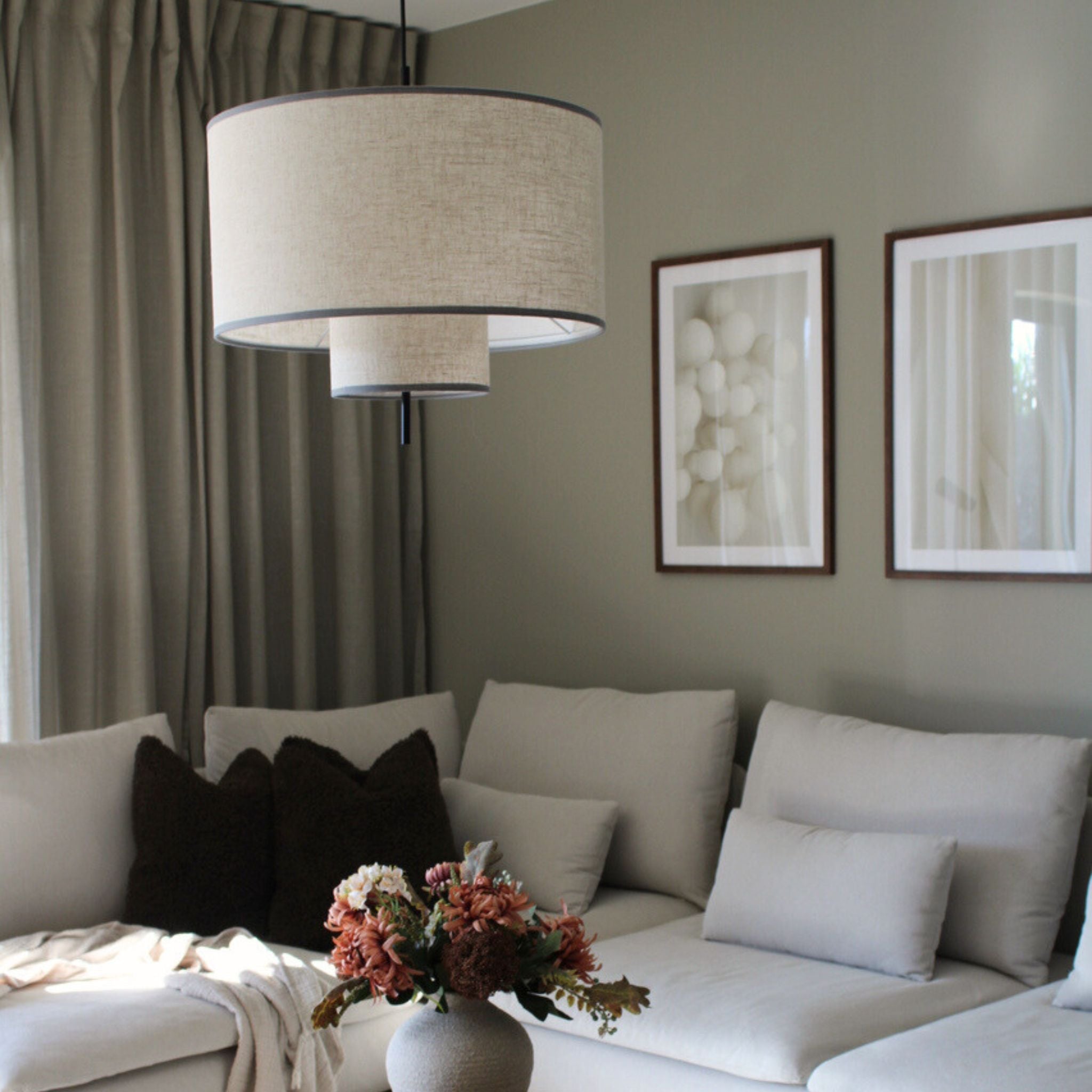 Round Fabric Pendant Light | Scandinavian Style, Ø50 cm Warm