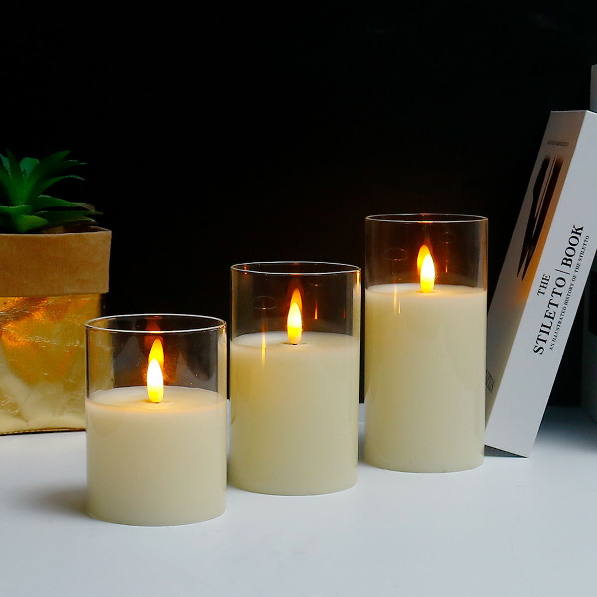 Real Wax LED Candle Set | Set of 3, Flame Effect with Remote