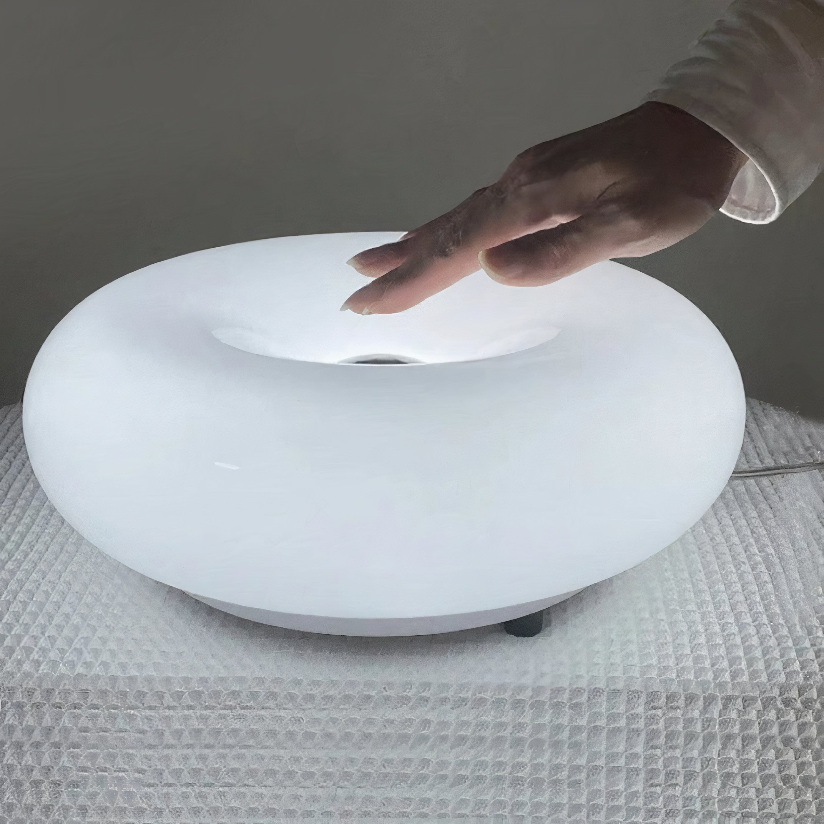 Bauhaus Glass Ring Table Lamp | Dimmable LED, Touch Control